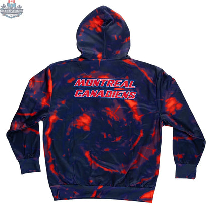Montreal Canadiens hoodie with sublimation design, featuring team logo and vibrant colors, by Calhoun Surf N' Skate.
