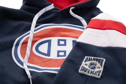 Montreal Canadiens retro hoodie by Calhoun Surf N' Skate, vintage varsity style pullover with team logo and classic design.