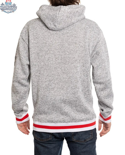 New Jersey Devils hoodie with Muskoka-style premium chenille woven logo, back view showing cozy, stylish sports apparel from Calhoun Surf N' Skate.