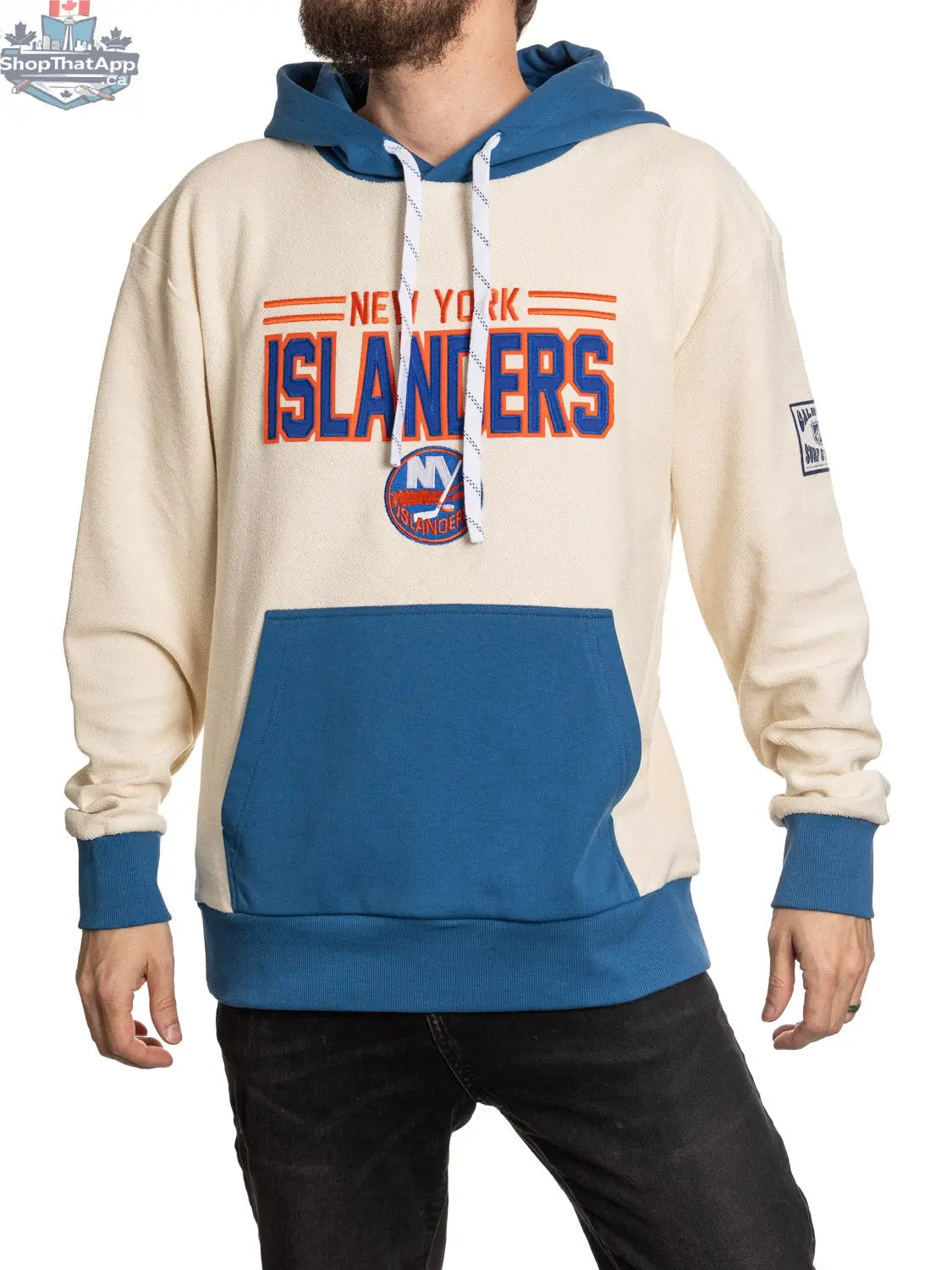 Unisex New York Islanders hoodie by Calhoun Surf N' Skate featuring retro reverse terry fabric and team logo design.