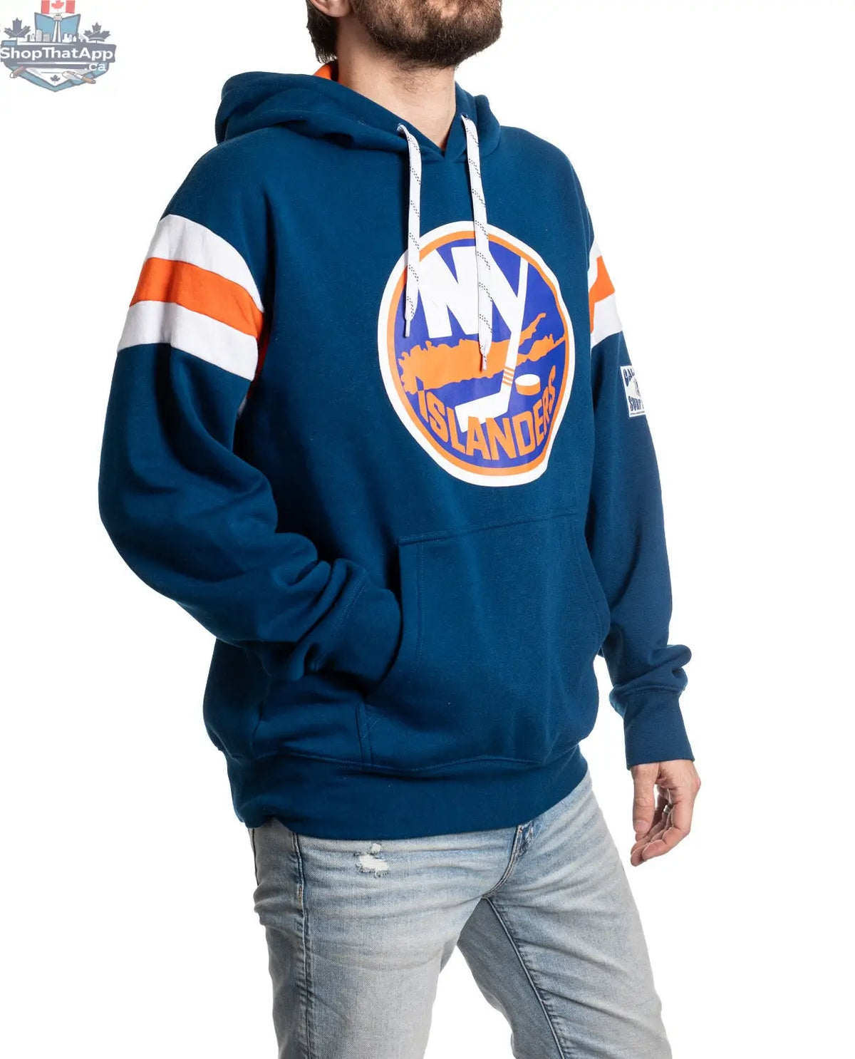 New York Islanders hoodie in varsity retro style by Calhoun Surf N' Skate, featuring team logo and comfortable fabric.