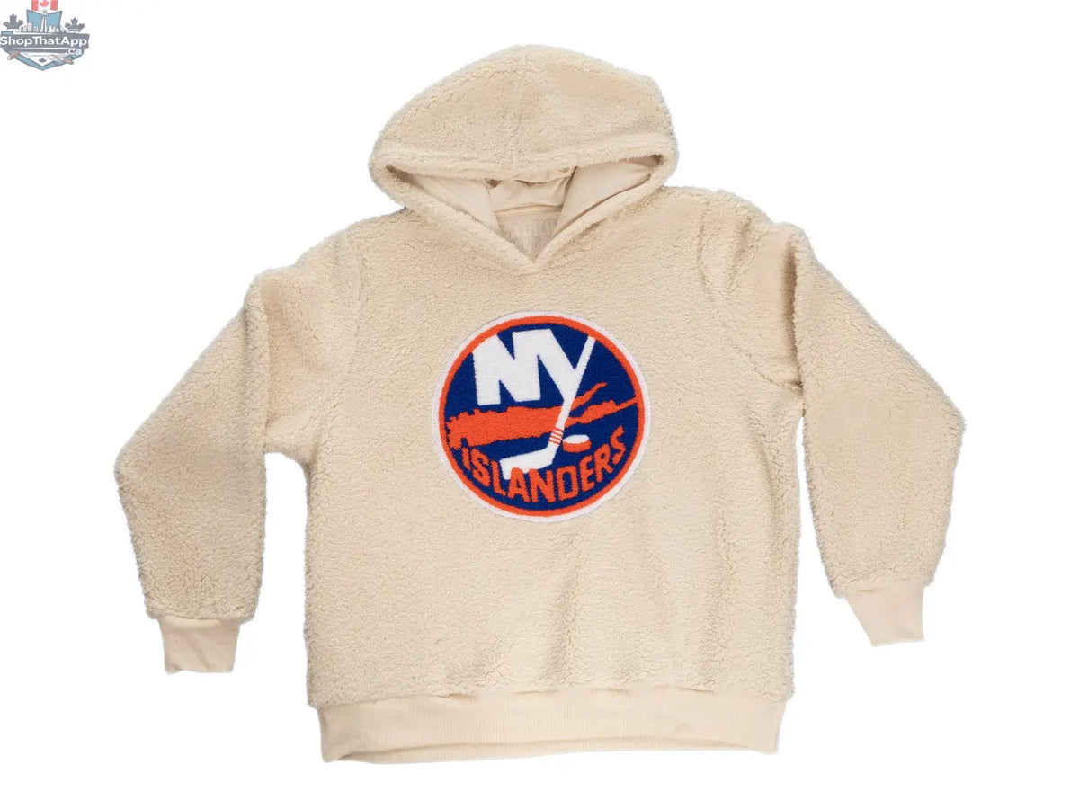 New York Islanders ladies hoodie with sherpa lining and premium chenille logo, casual warm hoodie by Calhoun Surf N' Skate