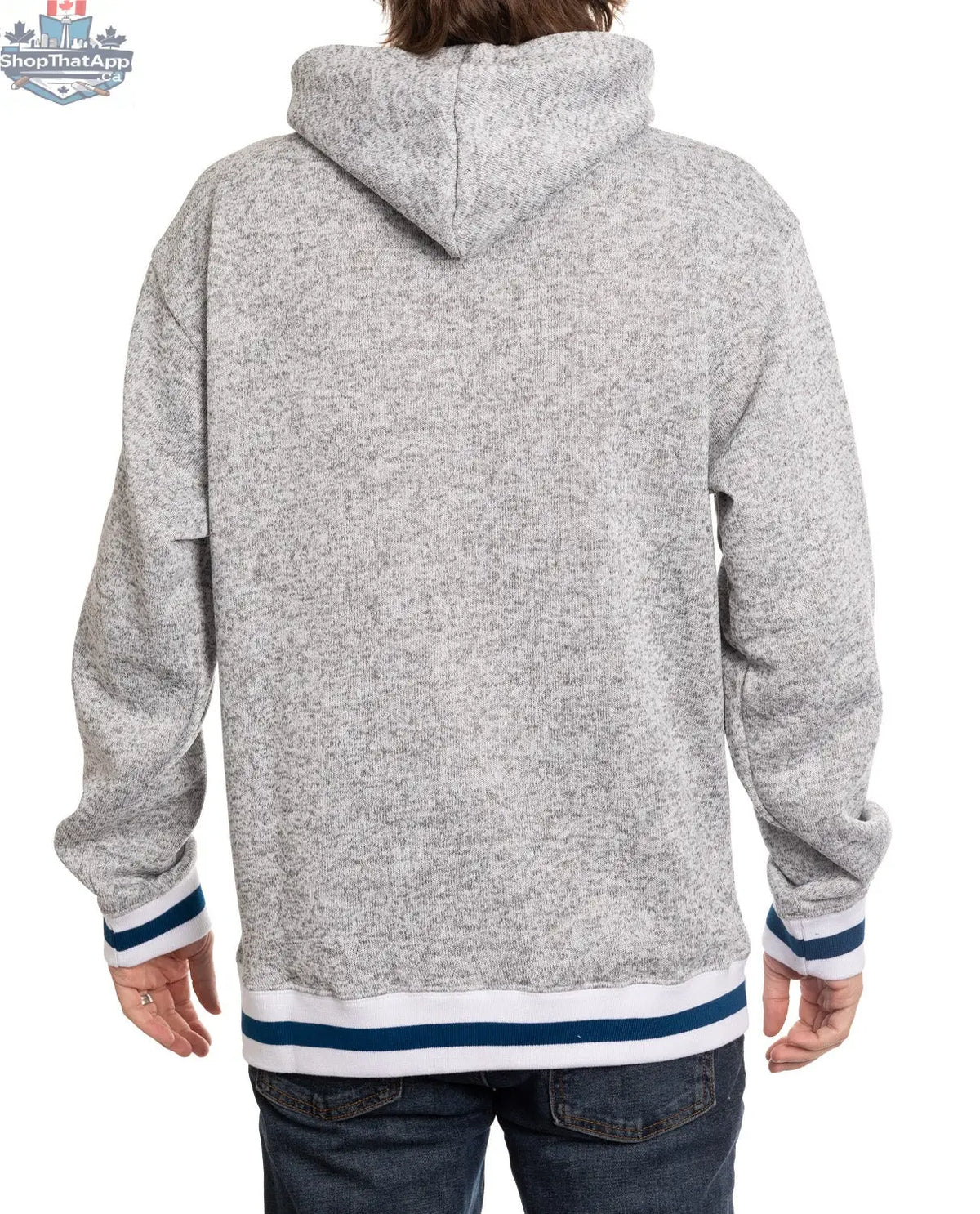 New York Rangers hoodie with Muskoka-style chenille woven logo, Calhoun Surf N' Skate, back view showing detailed embroidery.