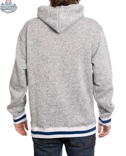 New York Rangers hoodie with Muskoka-style chenille woven logo, Calhoun Surf N' Skate, back view showing detailed embroidery.