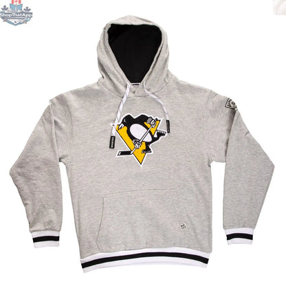 Pittsburgh Penguins hoodie with Muskoka style premium chenille woven logo, featuring a soft fabric and team graphics.