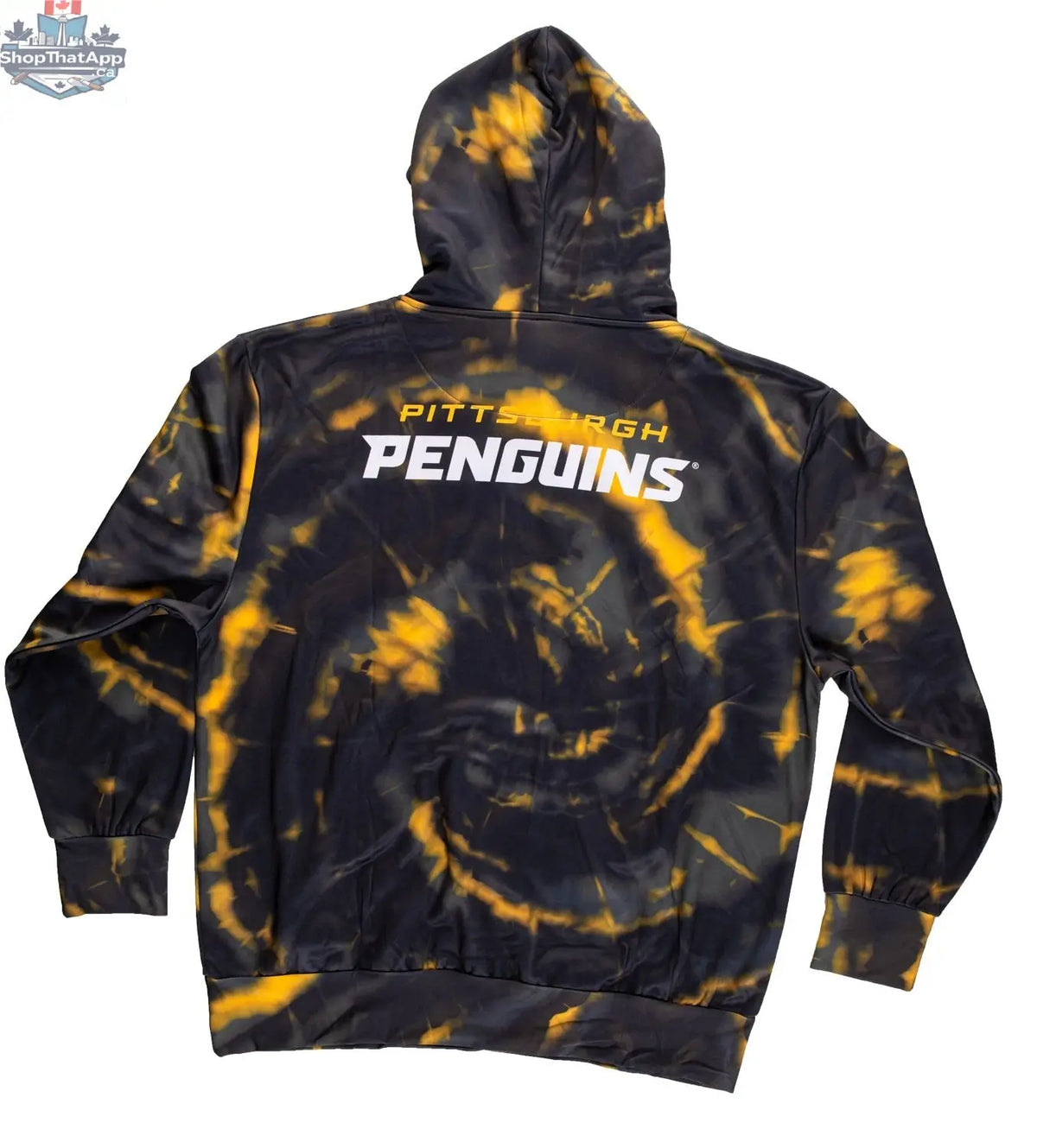 Pittsburgh Penguins hoodie with sublimation design, featuring team logo and graphics, made by Calhoun Surf N' Skate.