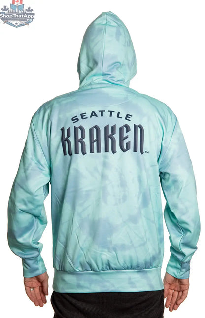 Black Seattle Kraken hoodie with sublimation design, featuring Kraken logo and team graphics, by Calhoun Surf N' Skate.
