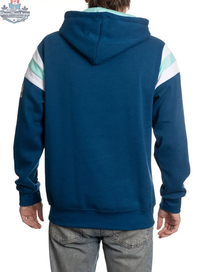 Seattle Kraken varsity style hoodie by Calhoun Surf N' Skate, featuring a retro design and team logo on the back.