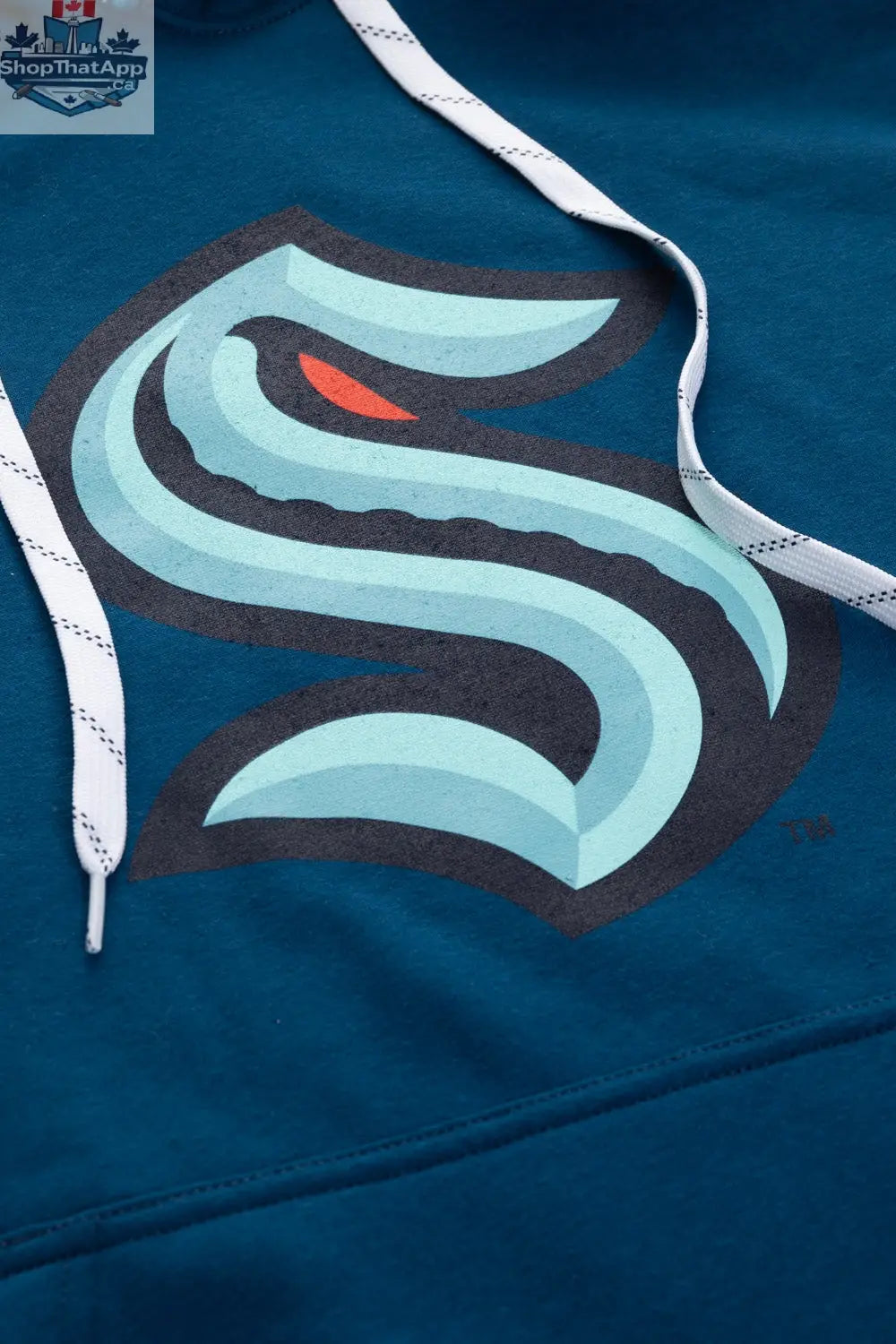 Seattle Kraken varsity hoodie by Calhoun Surf N' Skate featuring team logo, retro style, and comfortable fabric.