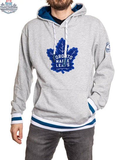 Toronto Maple Leafs hoodie by Calhoun Surf N' Skate featuring a premium chenille woven logo design on a cozy hoodie.