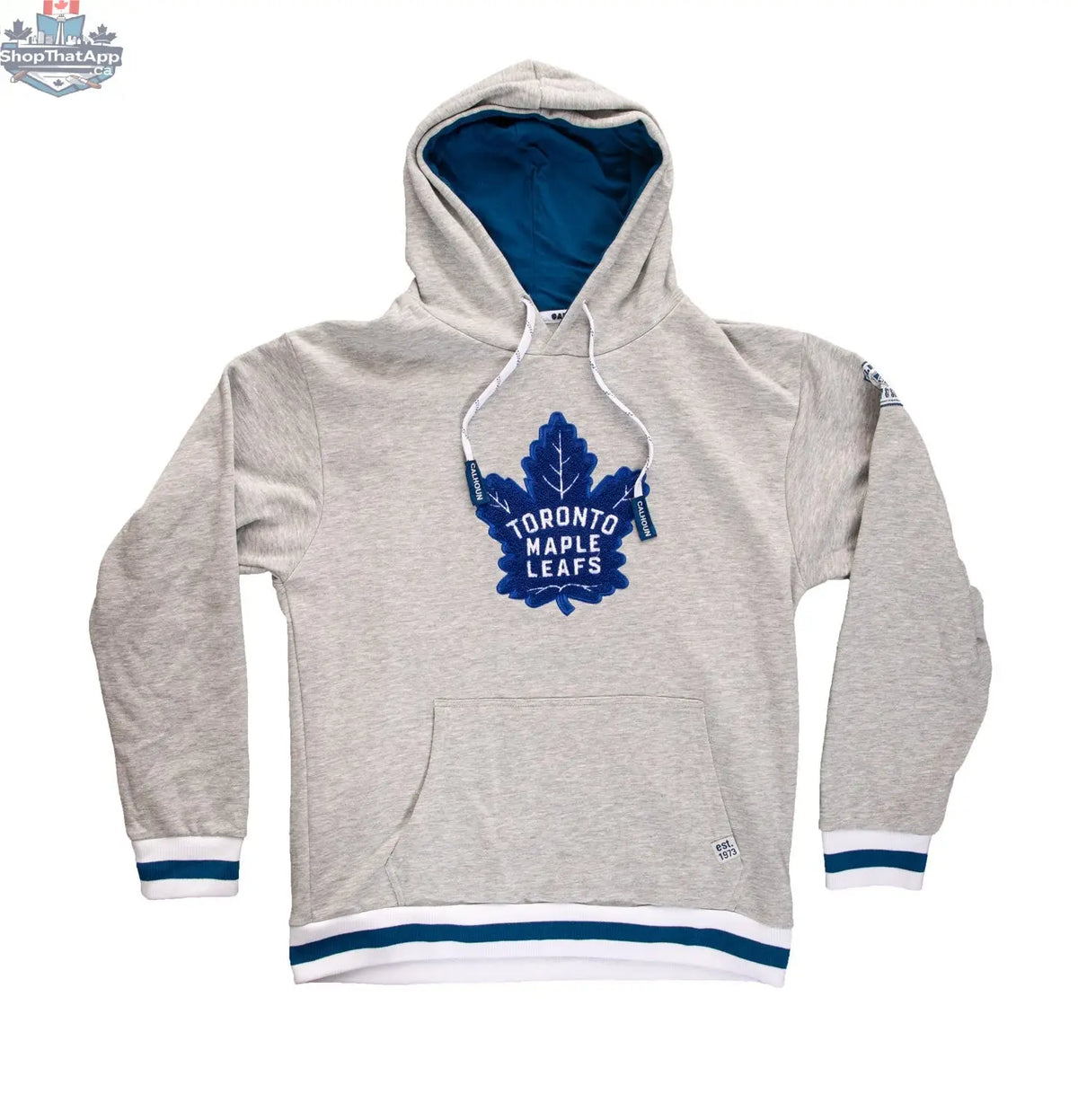 Toronto Maple Leafs hoodie by Calhoun Surf N' Skate featuring a premium chenille woven Maple Leafs logo design.