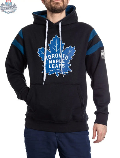 Toronto Maple Leafs varsity hoodie by Calhoun Surf N' Skate, front view showing retro style logo and classic hoodie design.