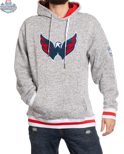 Washington Capitals hoodie by Calhoun Surf N' Skate featuring a woven chenille logo on a cozy muskoka-style hoodie.