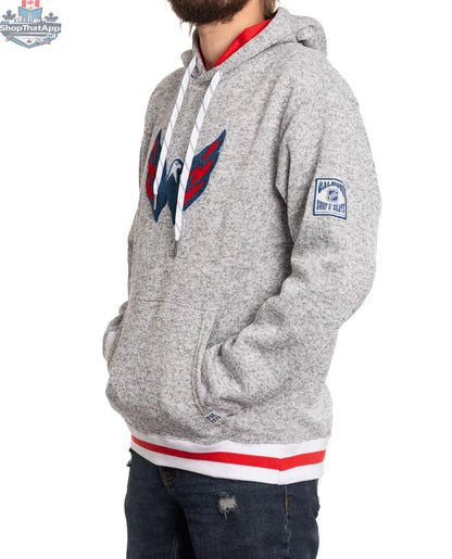 Washington Capitals hoodie by Calhoun Surf N' Skate featuring a woven chenille Capitals logo on the side.