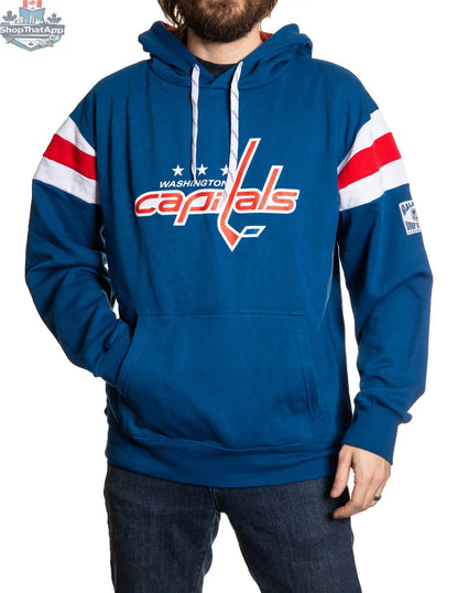 Washington Capitals hoodie by Calhoun Surf N' Skate featuring vintage varsity style with team logo and retro team spirit.