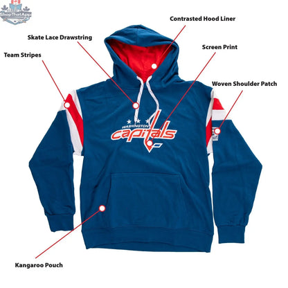 Washington Capitals varsity-style hoodie by Calhoun Surf N' Skate, featuring vintage team logo and retro sportswear design.