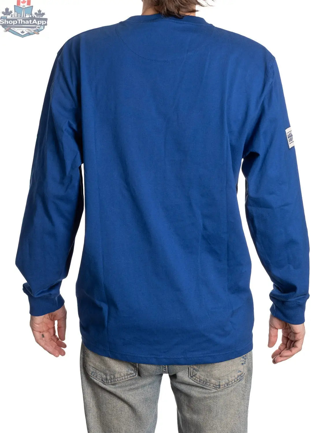 New York Rangers long sleeve henley shirt by Calhoun Surf N' Skate, featuring team logo and Rangers branding on the back.