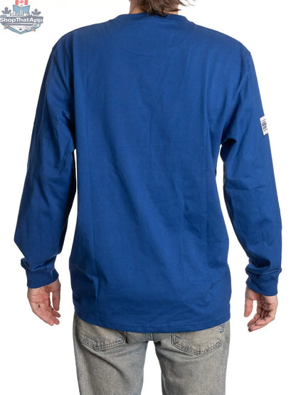 New York Rangers long sleeve henley shirt by Calhoun Surf N' Skate, featuring team logo and Rangers branding on the back.