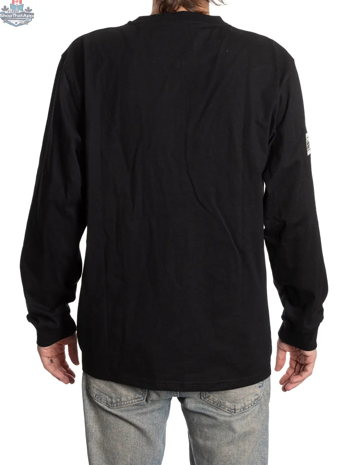 Philadelphia Flyers long sleeve Henley shirt by Calhoun Surf N' Skate, showing the back design with team logo and colors.