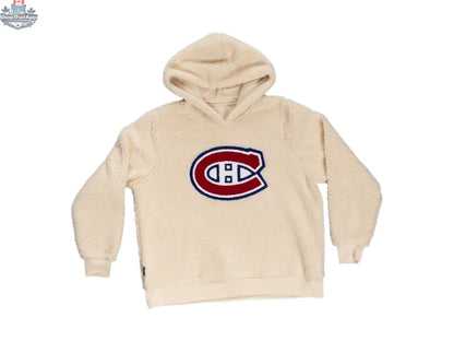 Montreal Canadiens ladies hoodie with sherpa lining and premium chenille logo, Calhoun Surf N' Skate sportswear.