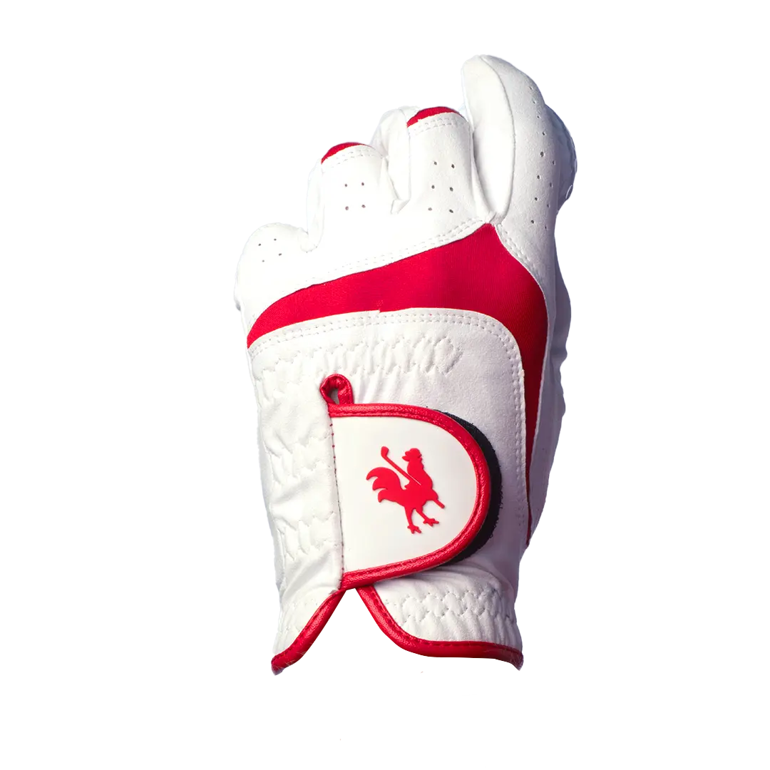 Canada Red Rooster Golf gloves featuring the Range Rooster logo, designed for comfortable golf play.