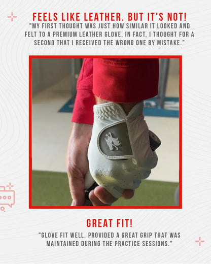 Red Rooster Golf Simster gaming gloves designed for optimal grip and performance during gameplay.