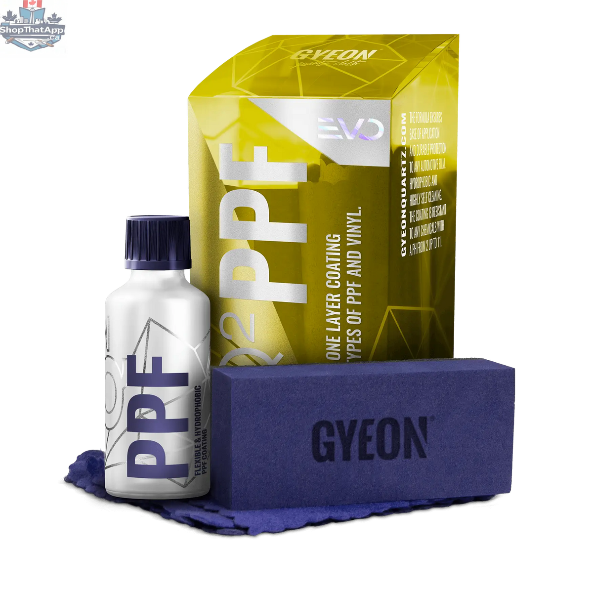 GYEON Q² PPF EVO ceramic coating 50ml bottle by CARZILLA, featuring the product label and applicator tip for car protection.