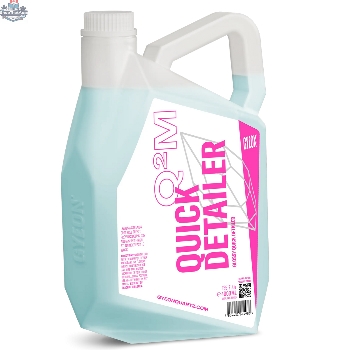 GYEON Q²M Quick Detailer exterior car spray bottle with label, 4000ml size, for quick car detailing and protection.