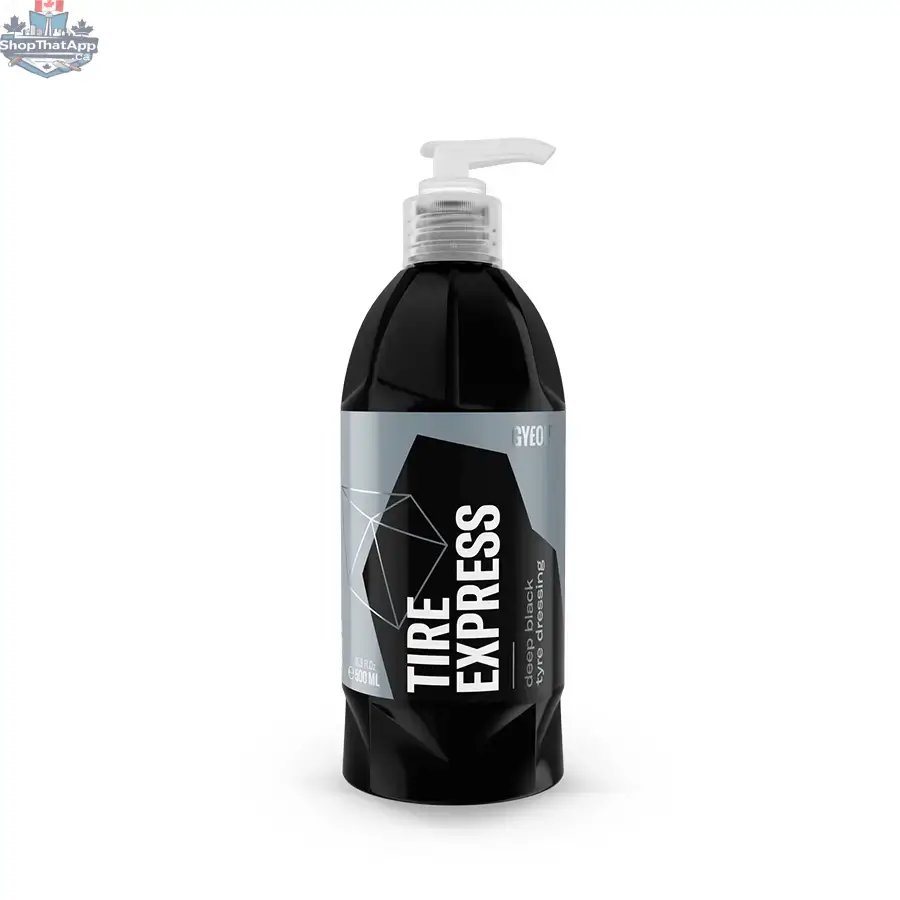 GYEON Q²M Tire Express premium tire cleaner bottle, designed for exterior use, offering a deep clean and ultimate shine for vehicle tires.