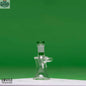 Castle Glassworks 14mm ash catcher for smooth smoking experience, clear glass with intricate design and secure joint connection.