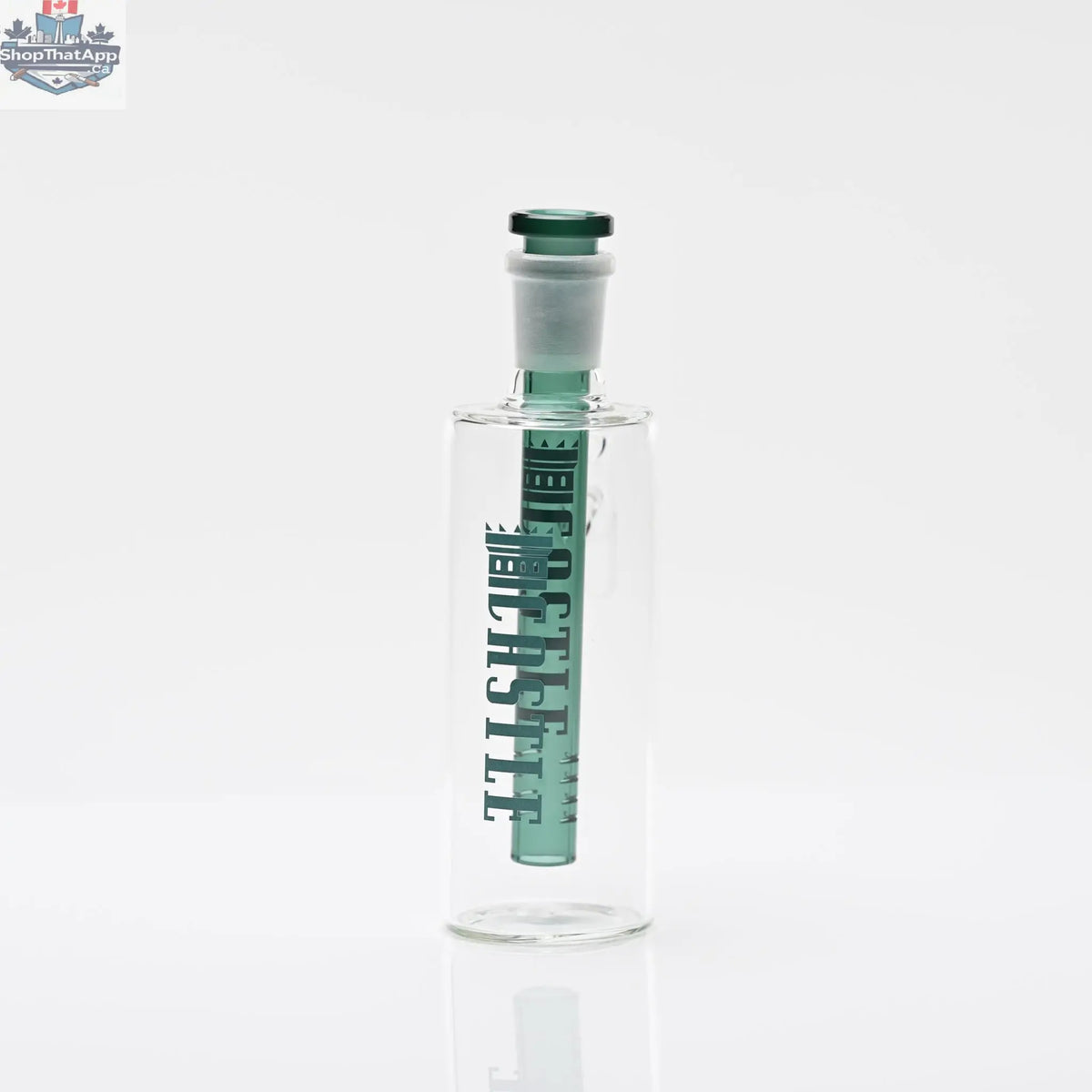 Castle Glassworks 4-slit 14mm ash catcher with removable design, featuring four slits for improved filtration and smoking experience.