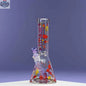 Castle Glassworks 12-inch beaker bong with purple background, 9mm thick glass, featuring a mushroom-shaped design for smooth hits.