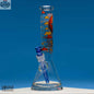 14-inch retro robot-shaped beaker bong made of 9mm thick glass by Castle Glassworks, featuring a classic beaker design.