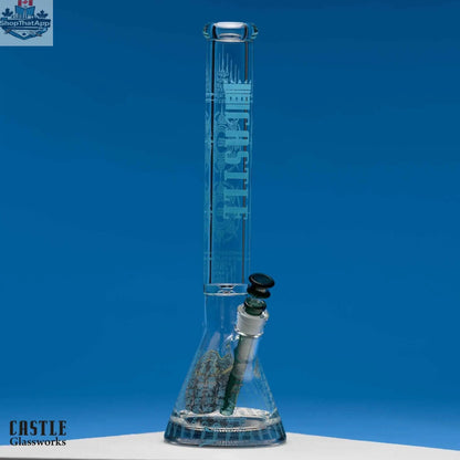 Castle Glassworks Viking 18-inch beaker bong with durable glass and stylish design for smoking use.