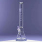 18-inch Castle Glassworks beaker bong with purple logo, 9mm thick glass, shown against a purple background.