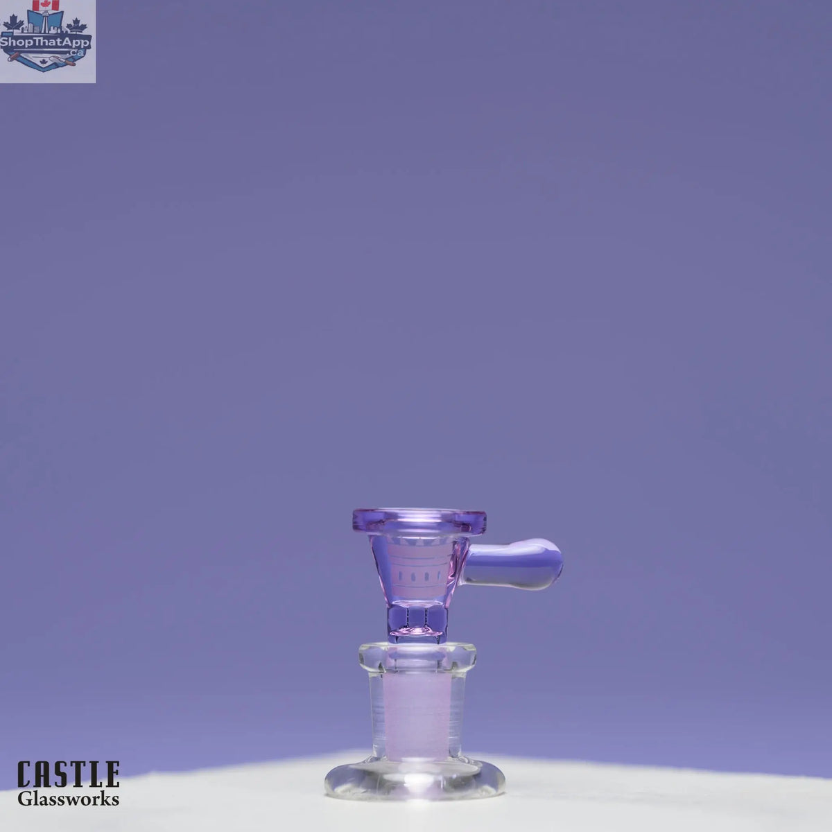 Castle Glassworks 14mm male bong bowl with stick tab design, high-quality glass for smoking accessories.