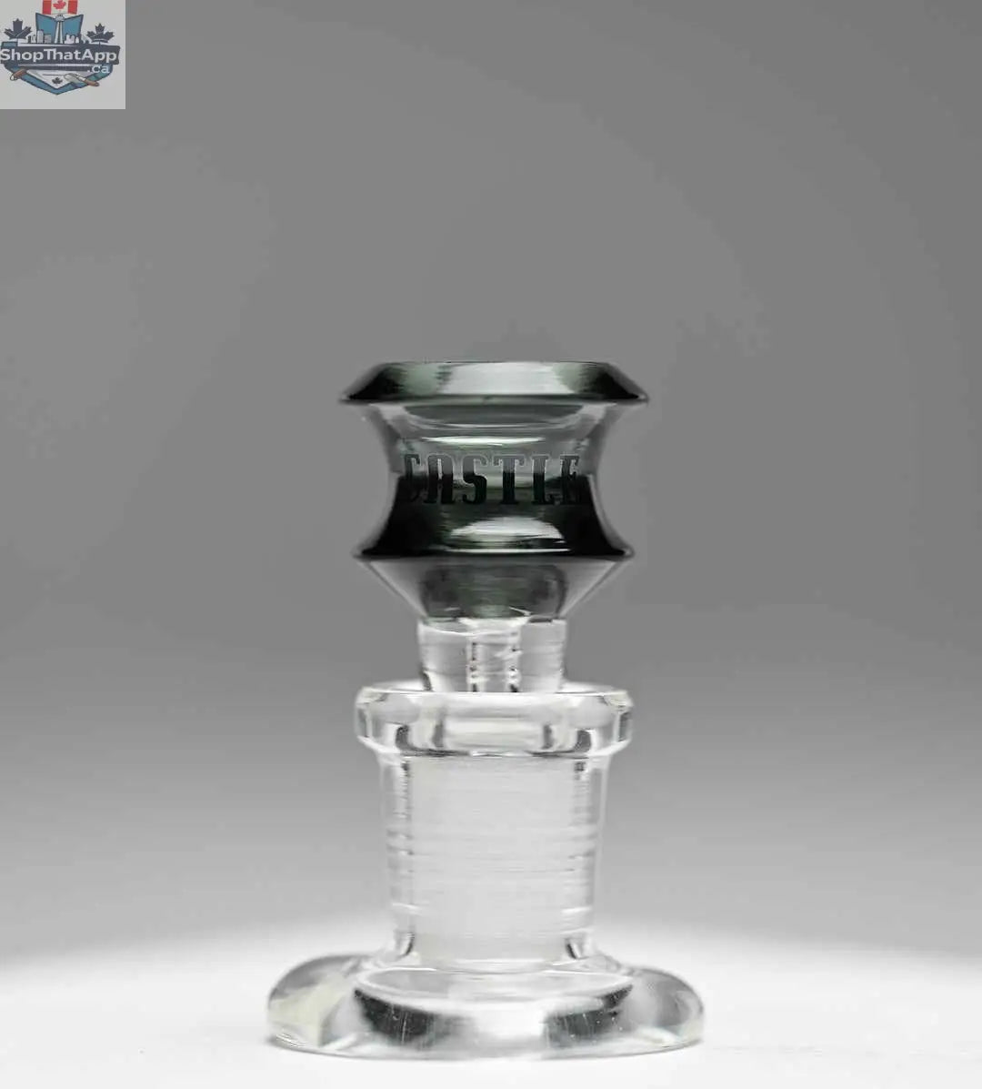 Castle Glassworks 14mm borosilicate glass bowl with durable disk design, grey color, on a grey background.
