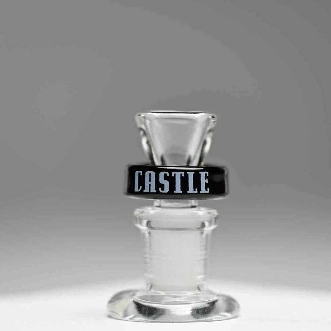 Castle Glassworks 14mm borosilicate glass bowl for puck bowls, grey color, with a smooth, rounded design and clear glass finish.