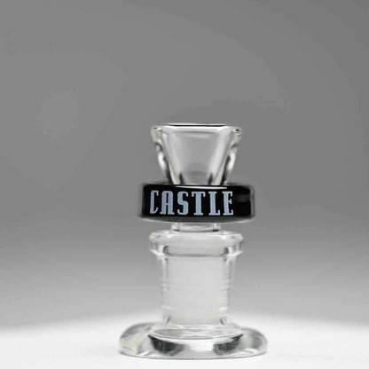 Castle Glassworks 14mm borosilicate glass bowl for puck bowls, grey color, with a smooth, rounded design and clear glass finish.