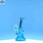 Mini Castle Glassworks electroplated 7-inch high-performance dab rig with a blue background, showcasing its sleek design and glass details.
