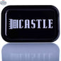 Castle Glassworks durable rolling tray with a sleek design, featuring a spacious surface for rolling and organizing smoking accessories.