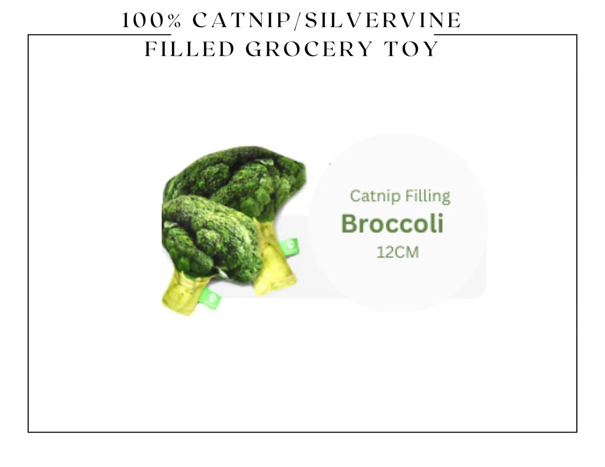 Catwant silvervine catnip cuddle toy shaped like a grocery item, plush and filled with 100% silvervine for cats.