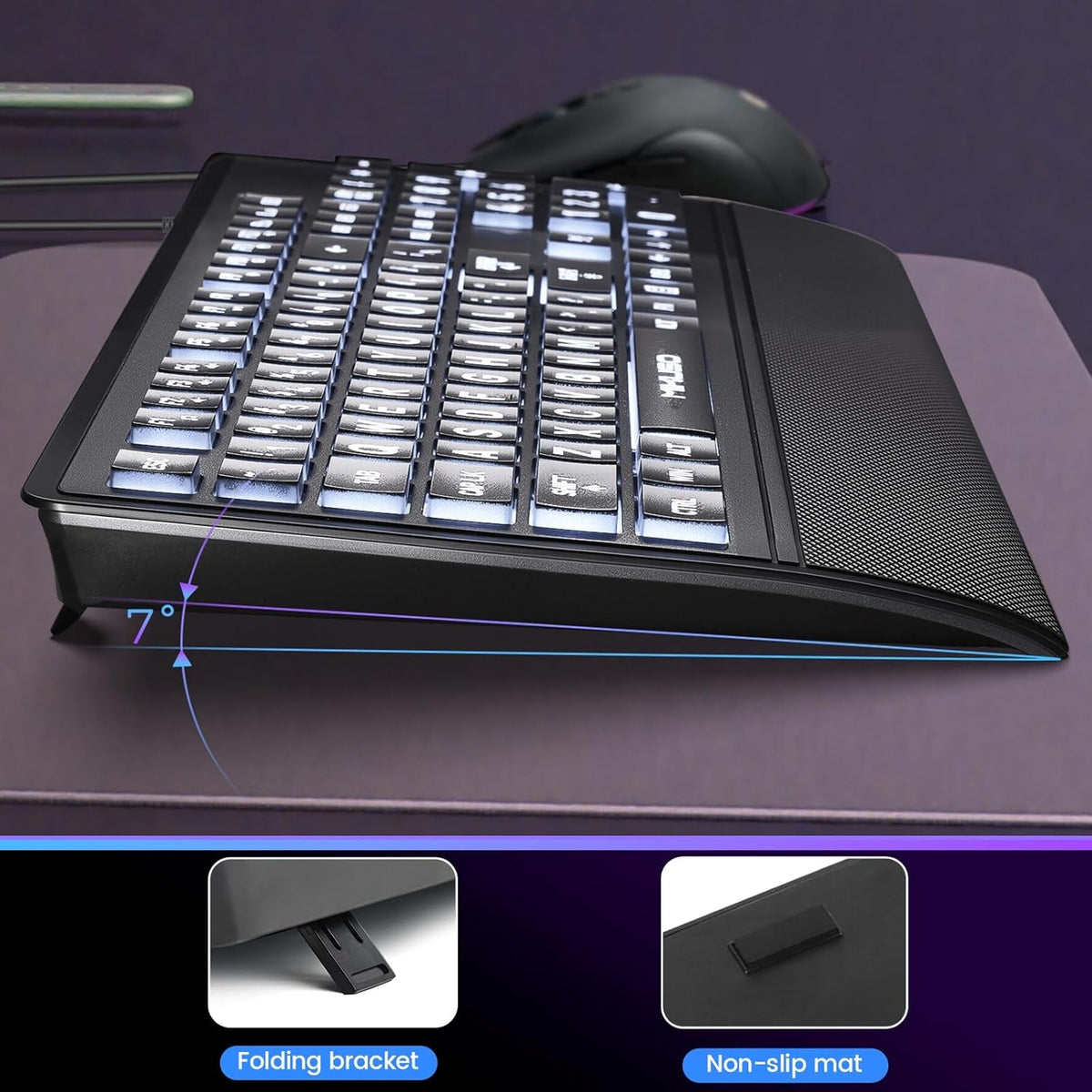 Large Print Backlit Keyboard for Seniors & Visually Impaired--www.Shopthatapp.ca-ebasketonline