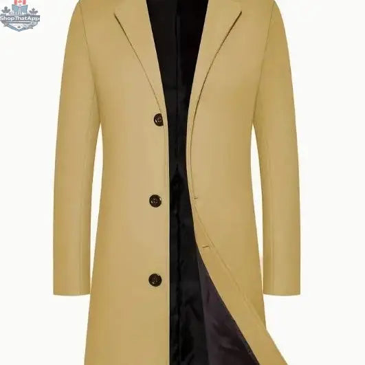Men's Casual Extended Above The Knee Woolen Trench Coat - Shopthatapp.ca