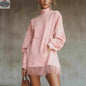 Women's Loose Tassel Suede Dress - Long Sleeve Pocket Dress - Shopthatapp.ca