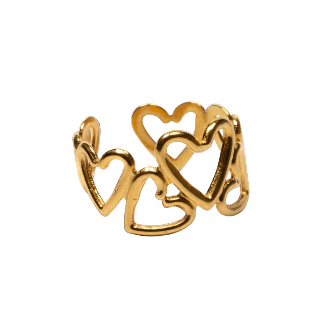 Multi Heart Ring Gold Plate - Elegant and Stylish Jewelry - Shopthatapp.ca