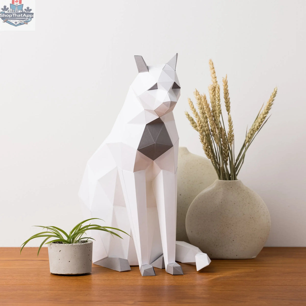 DIY Cat Origami Kit by Sofs Lifestyle featuring a 3D sitting cat paper model craft and instructions for creating paper cat figures.