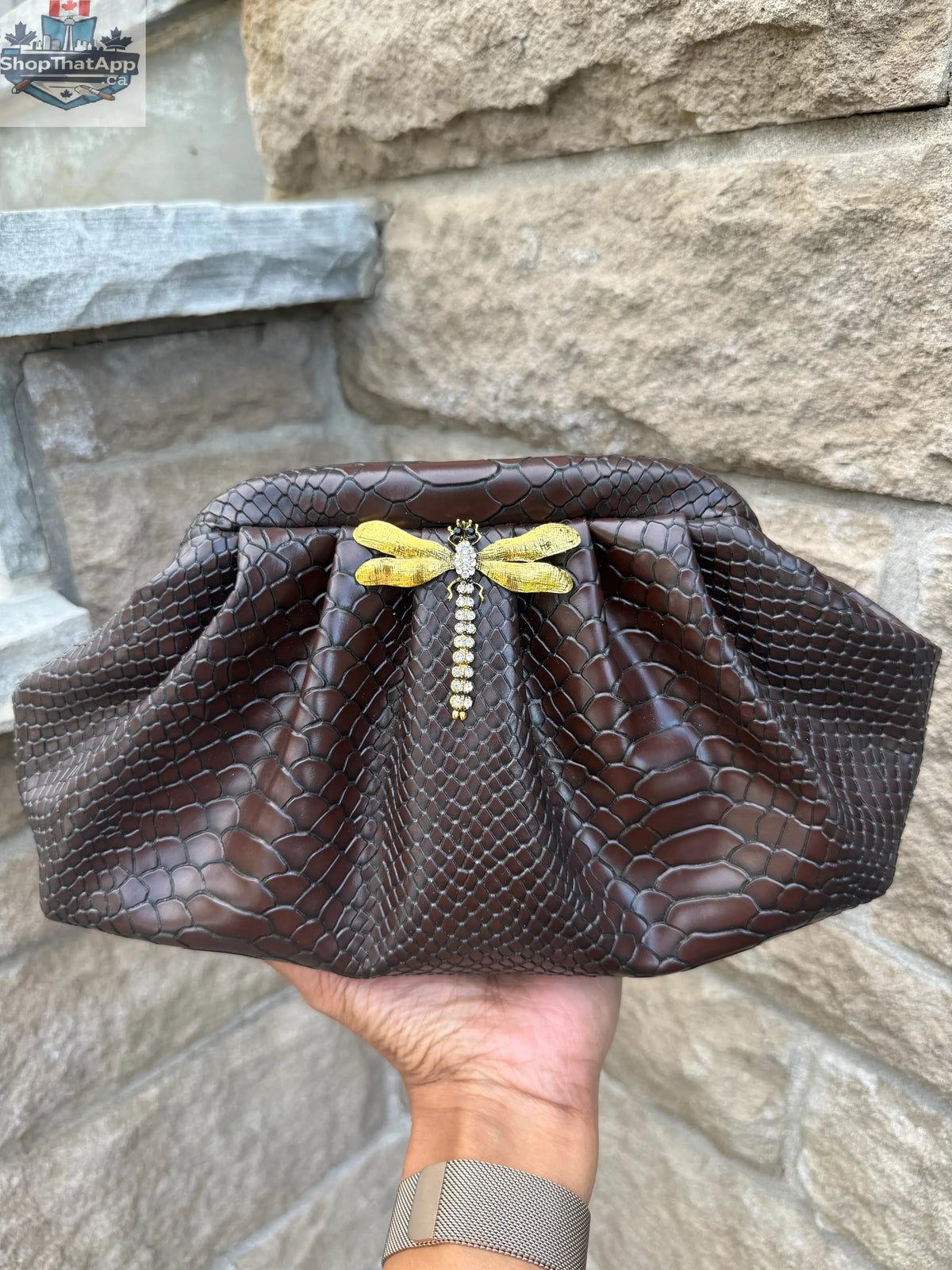 Midnight Dragonfly Croc Clutch - Shopthatapp.ca