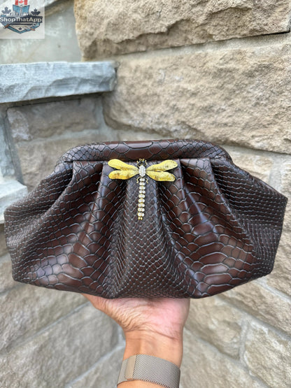 Midnight Dragonfly Croc Clutch - Shopthatapp.ca