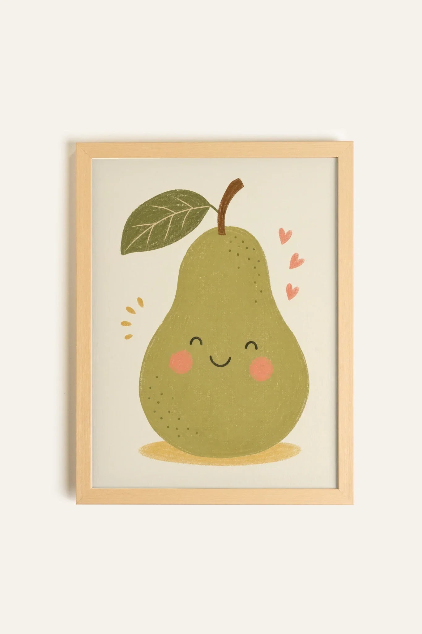 COEUR DE POIRE encadré - Oeuvre sur toile rigide avec cadre Naturel Clair (collective) - Shopthatapp.ca